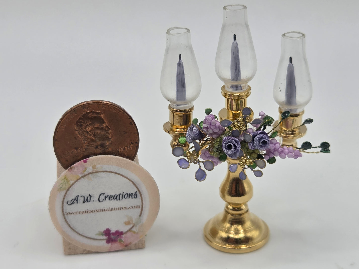 Candelabra - 3 Glass Globe Perwinkle