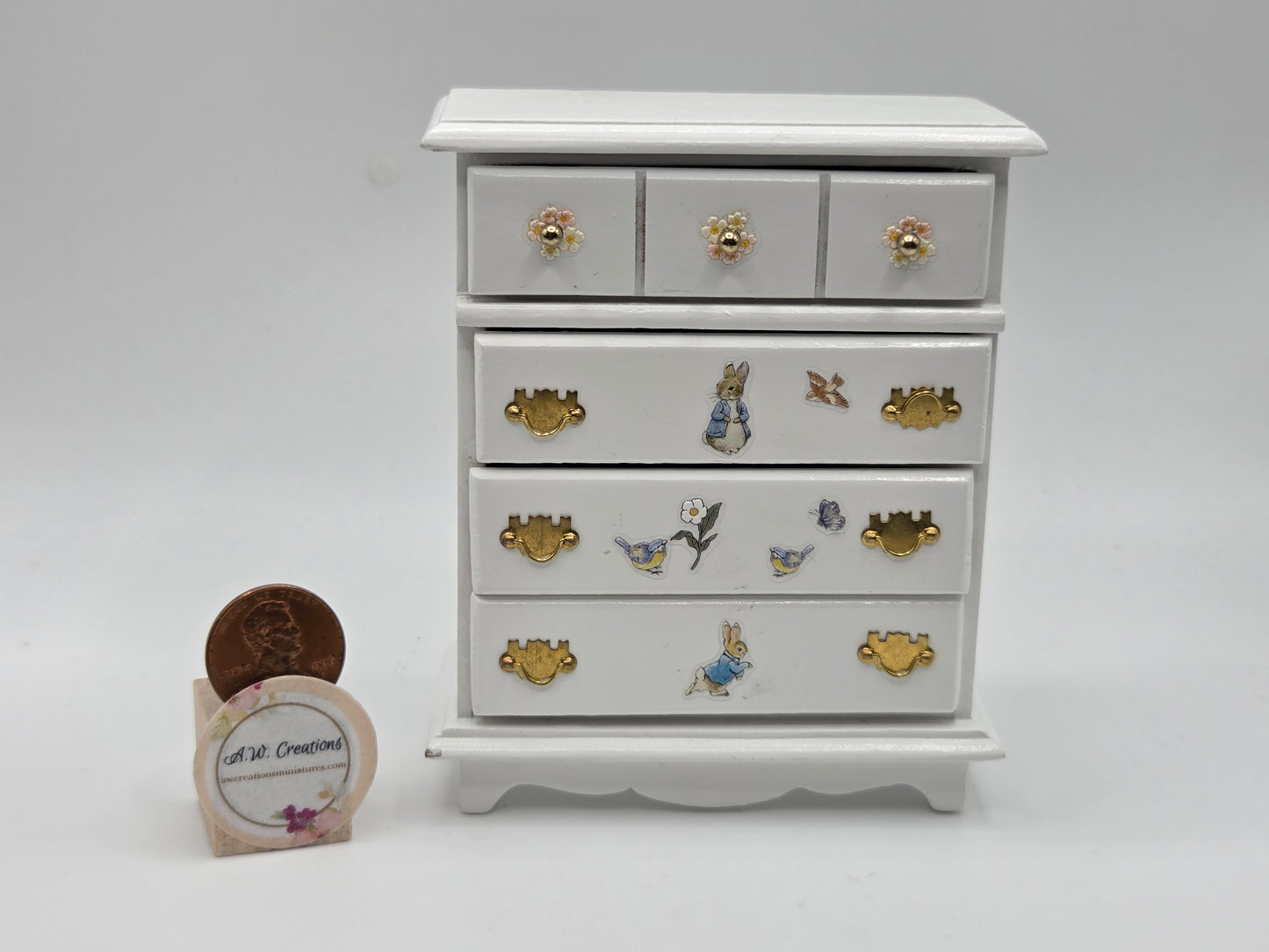 Dresser - 4 Drawer White with Rabbit
