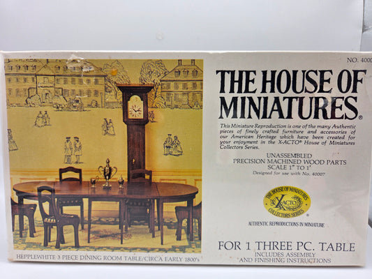 The House of Miniatures Kit - 3 Piece Hepplewhite Dining Table #40006
