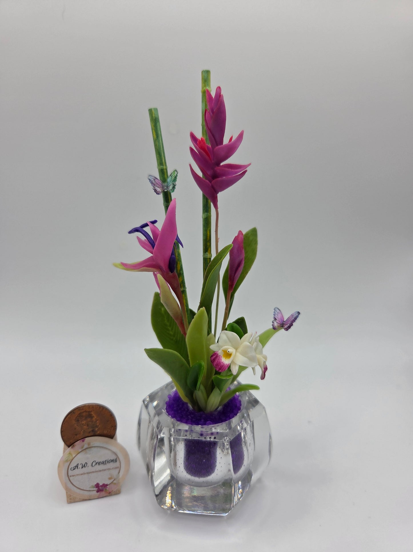 Tropical Arrangement - Crystal Vase