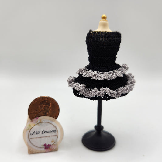 Dress - Black & Gray Crocheted Cocktail Dress