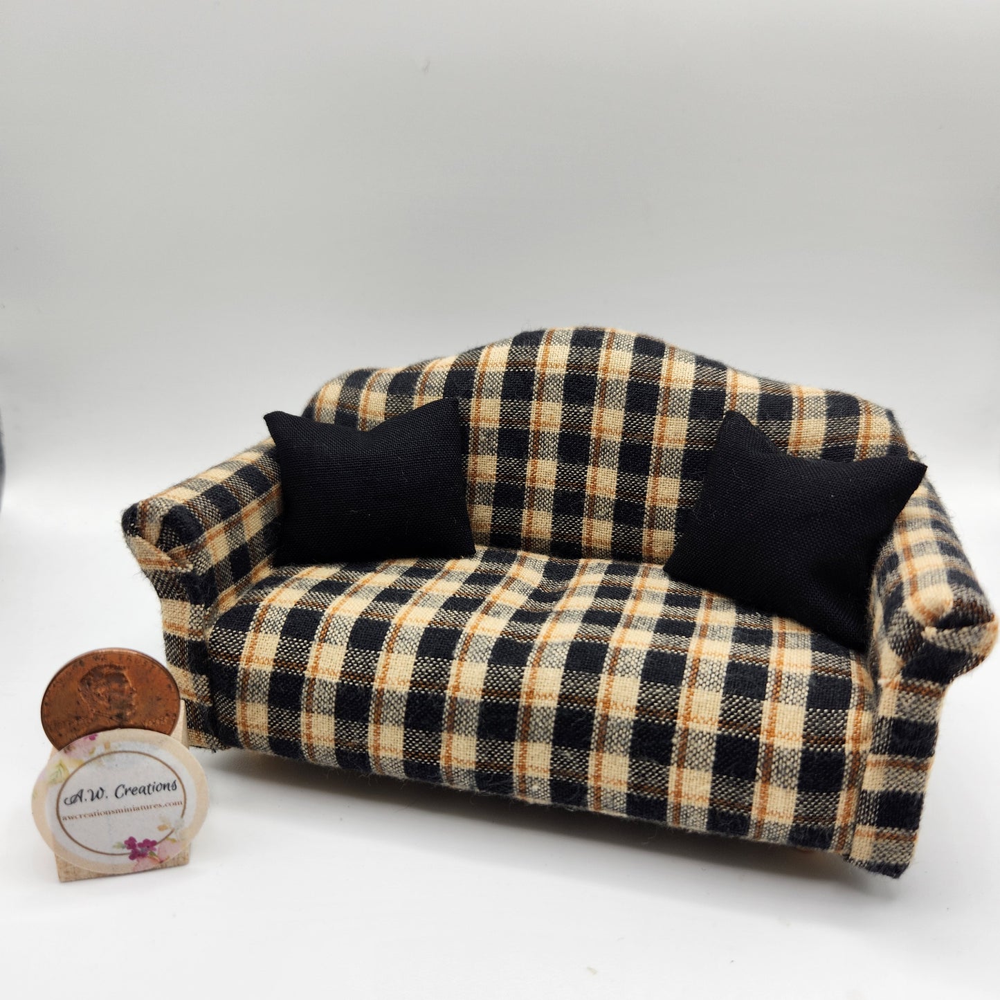 Sofa - Brown & Black Plaid