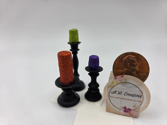 Candlestick Trio - Orange, Green & Purple