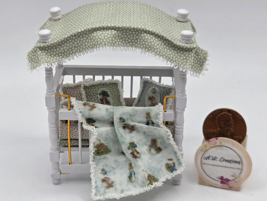 Canopy Crib - Green Rabbit 1:24