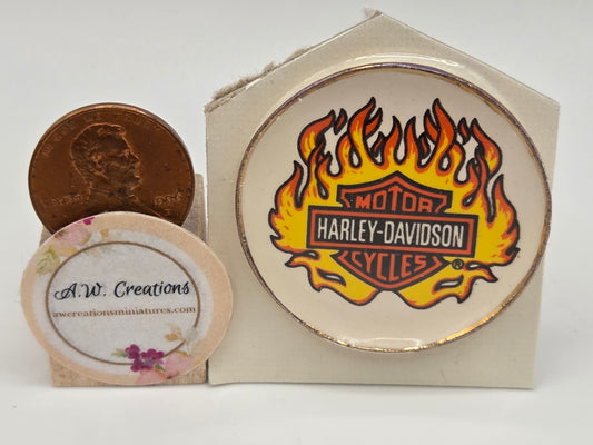 Ceramic Plate - Harley Davidson Flame