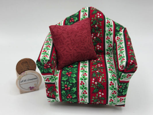 Club Chair - Christmas Red & Green Striped Pattern
