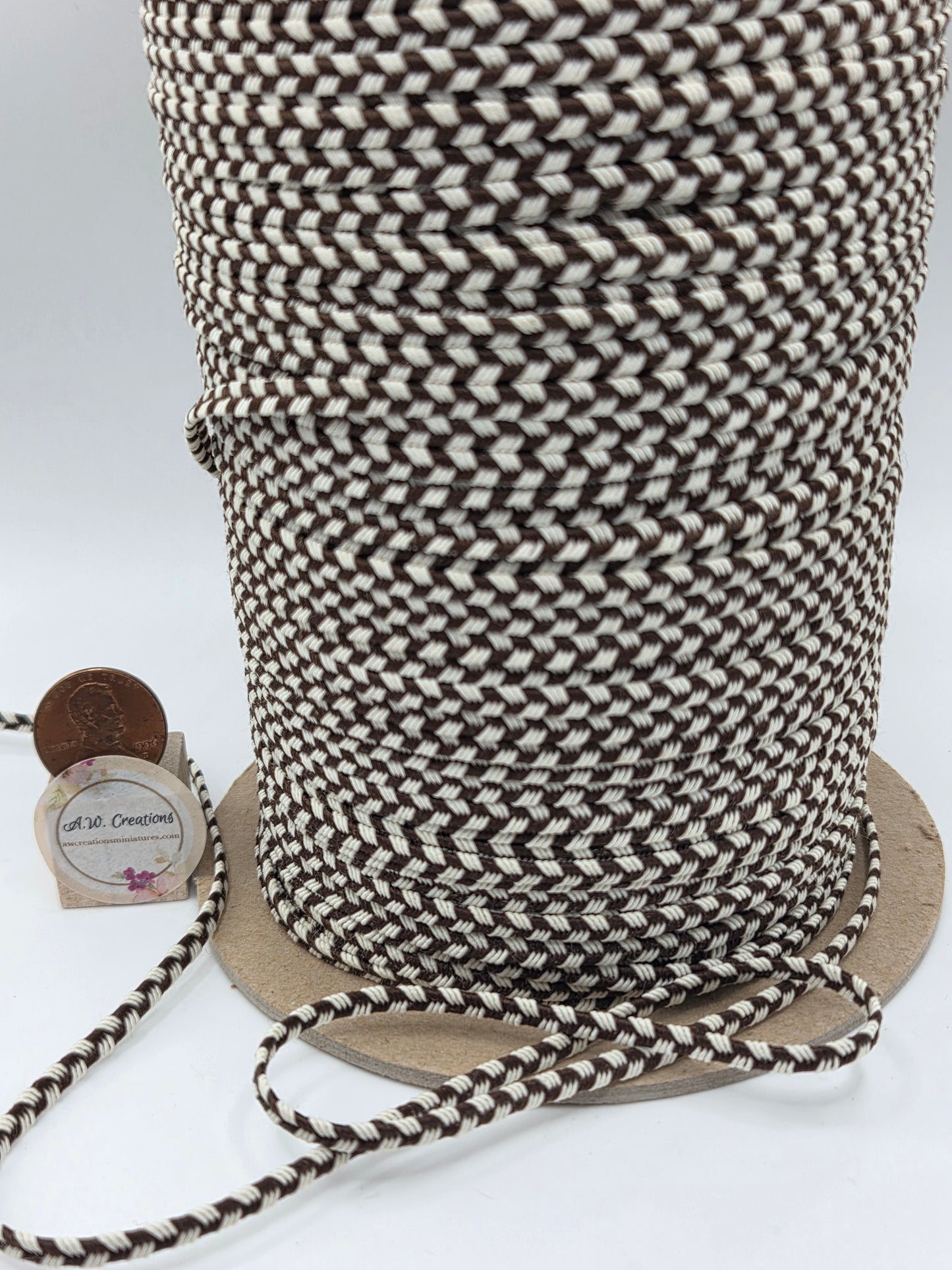 Checkered Braid - Ecru/Brown #25858