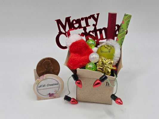 Box of Christmas Decorations - Grinch