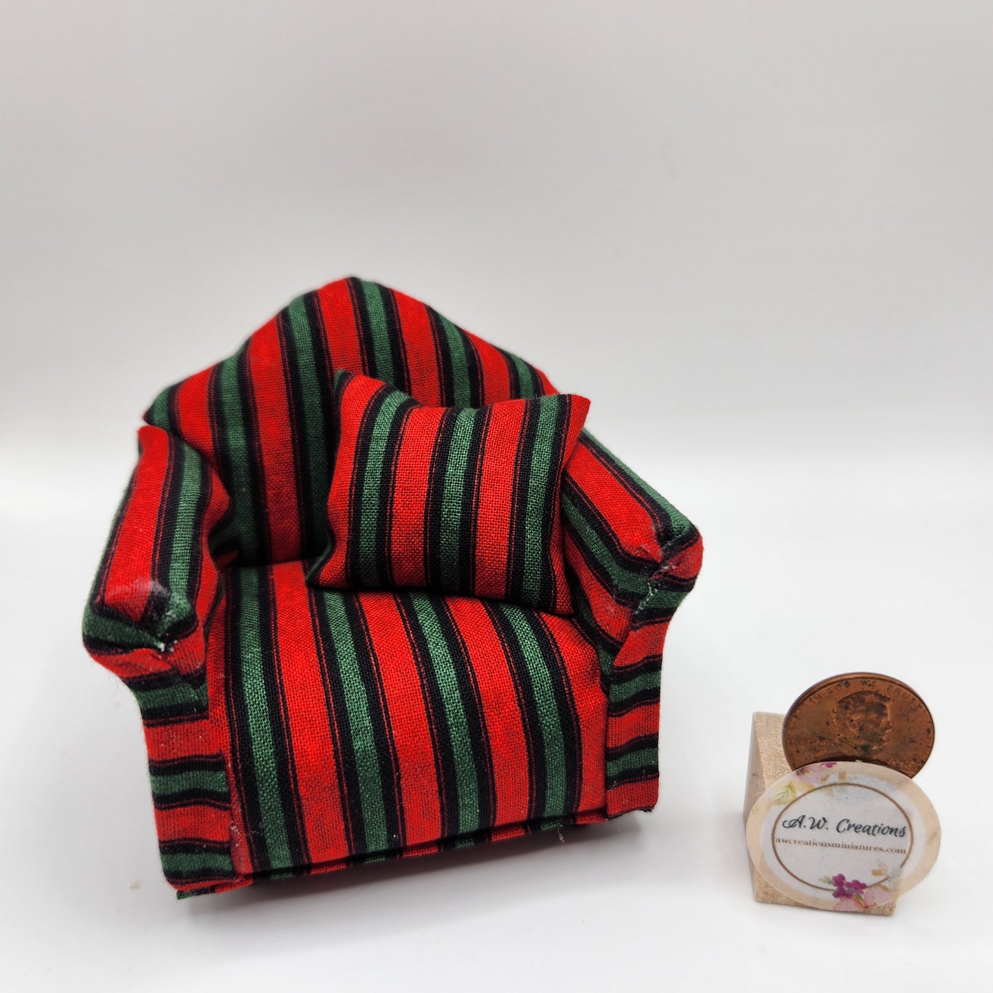 Club Chair - Red & Green Striped