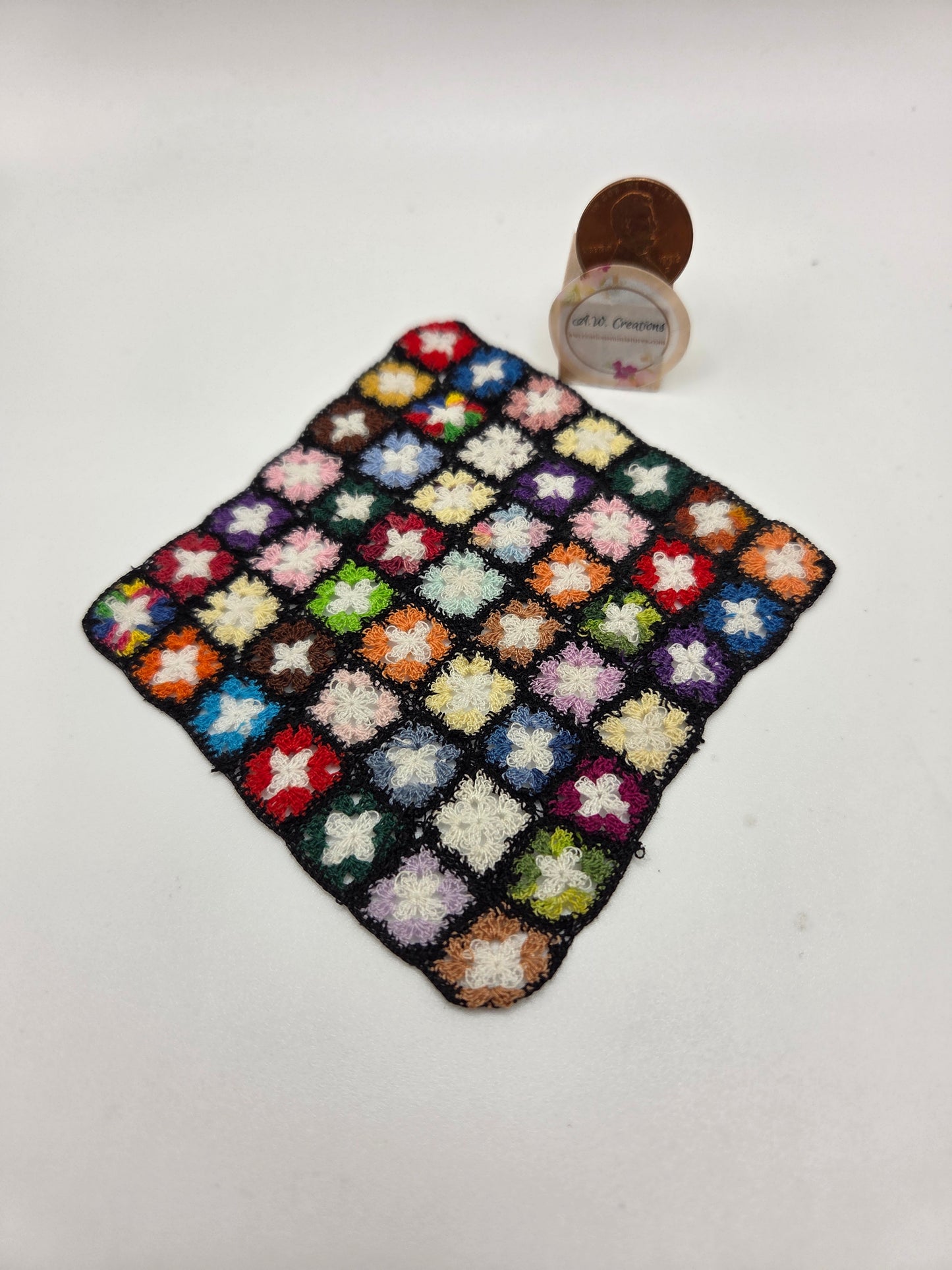 Crochet Blanket - Black Granny Square