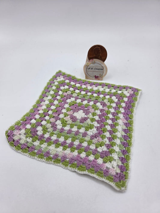 Crochet Afghan - Lavender, Green & White