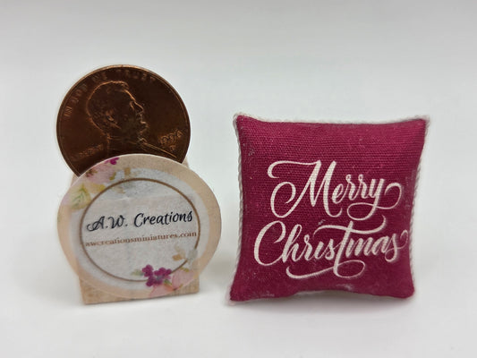 Satin Pillow - Merry Christmas Red