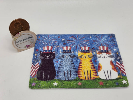 Door Mat - Patriotic Cats Fireworks
