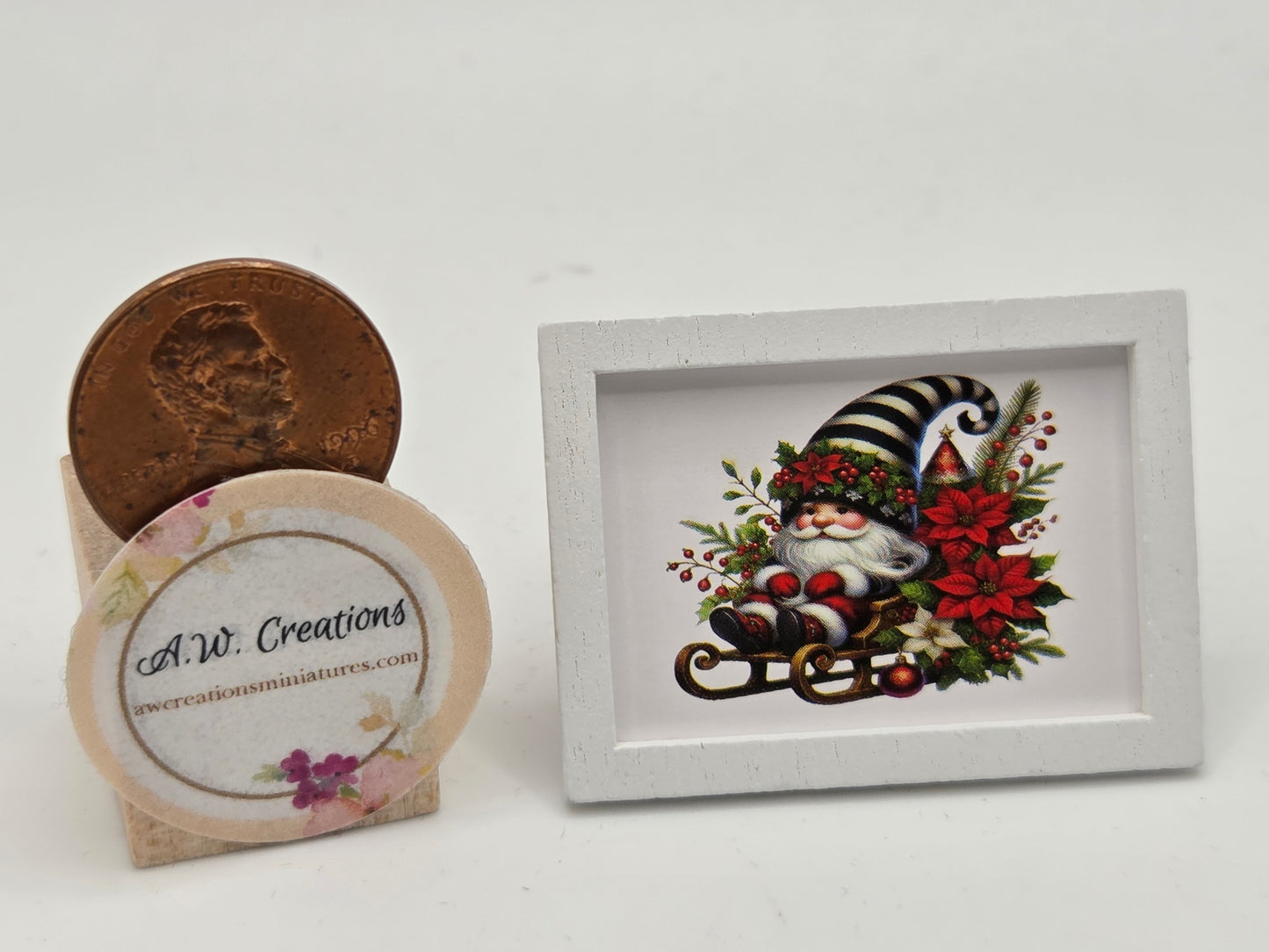 Christmas Framed Picture - Gnome on Sled