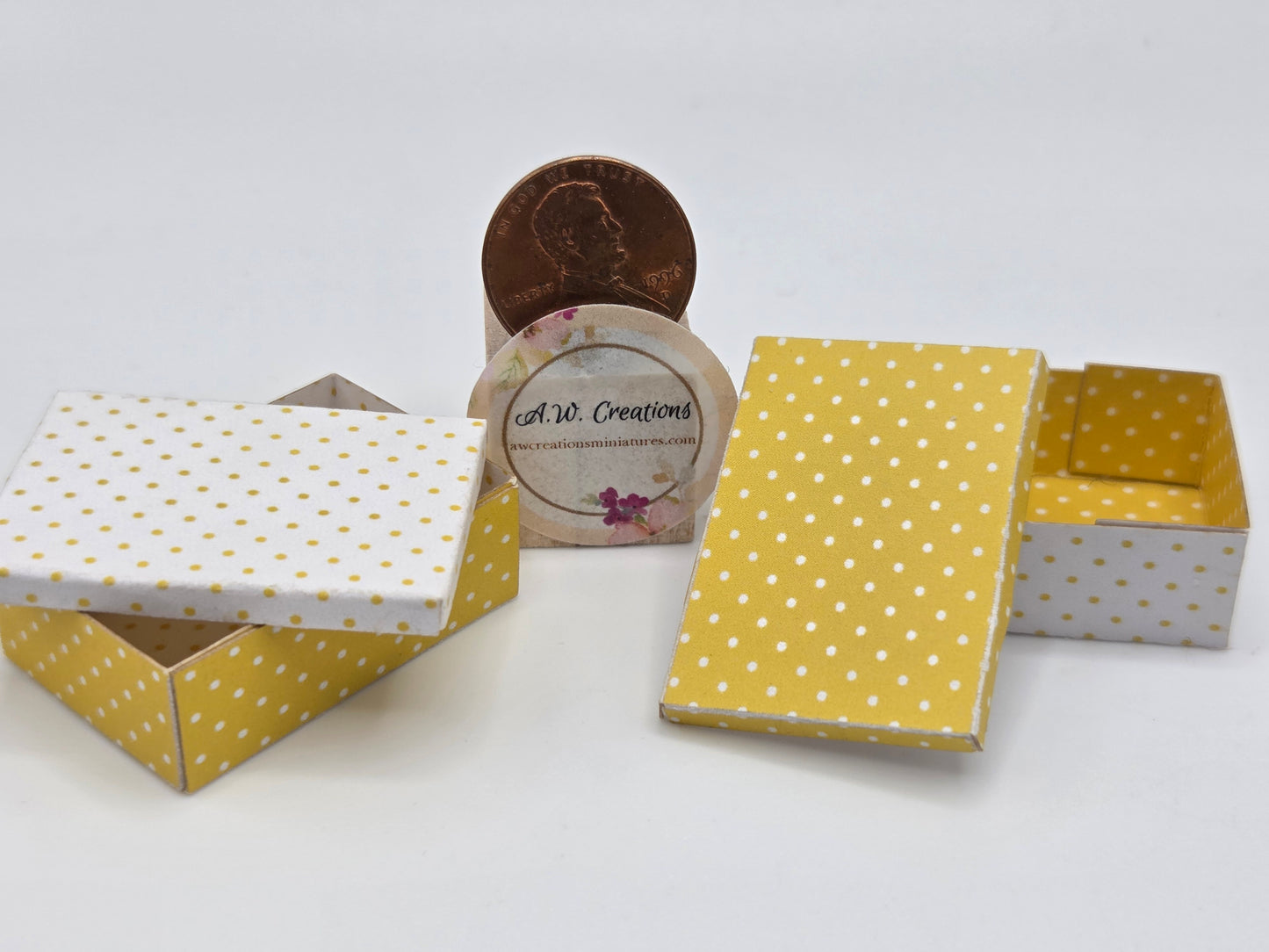 Laser Cut Box Kit - White & Yellow Polka Dots