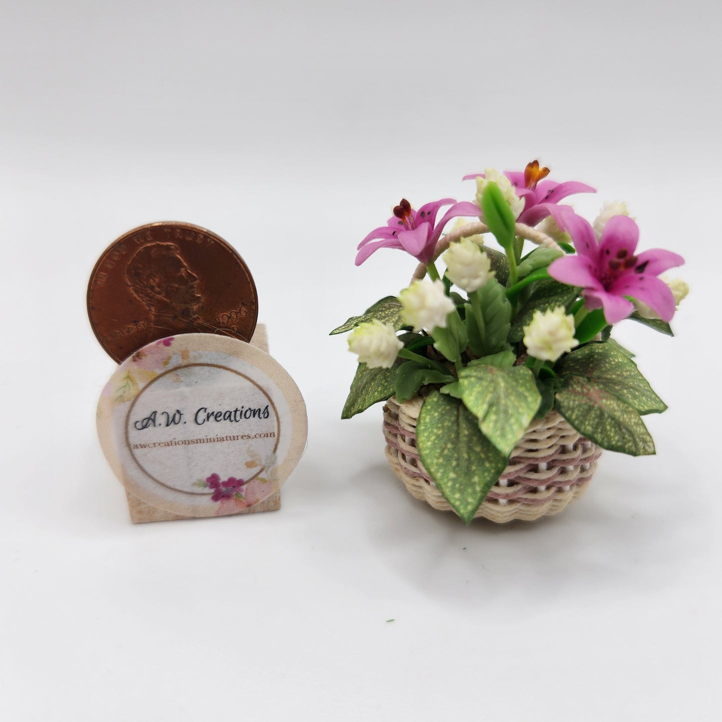 Dark Pink Lily Basket Arrangement