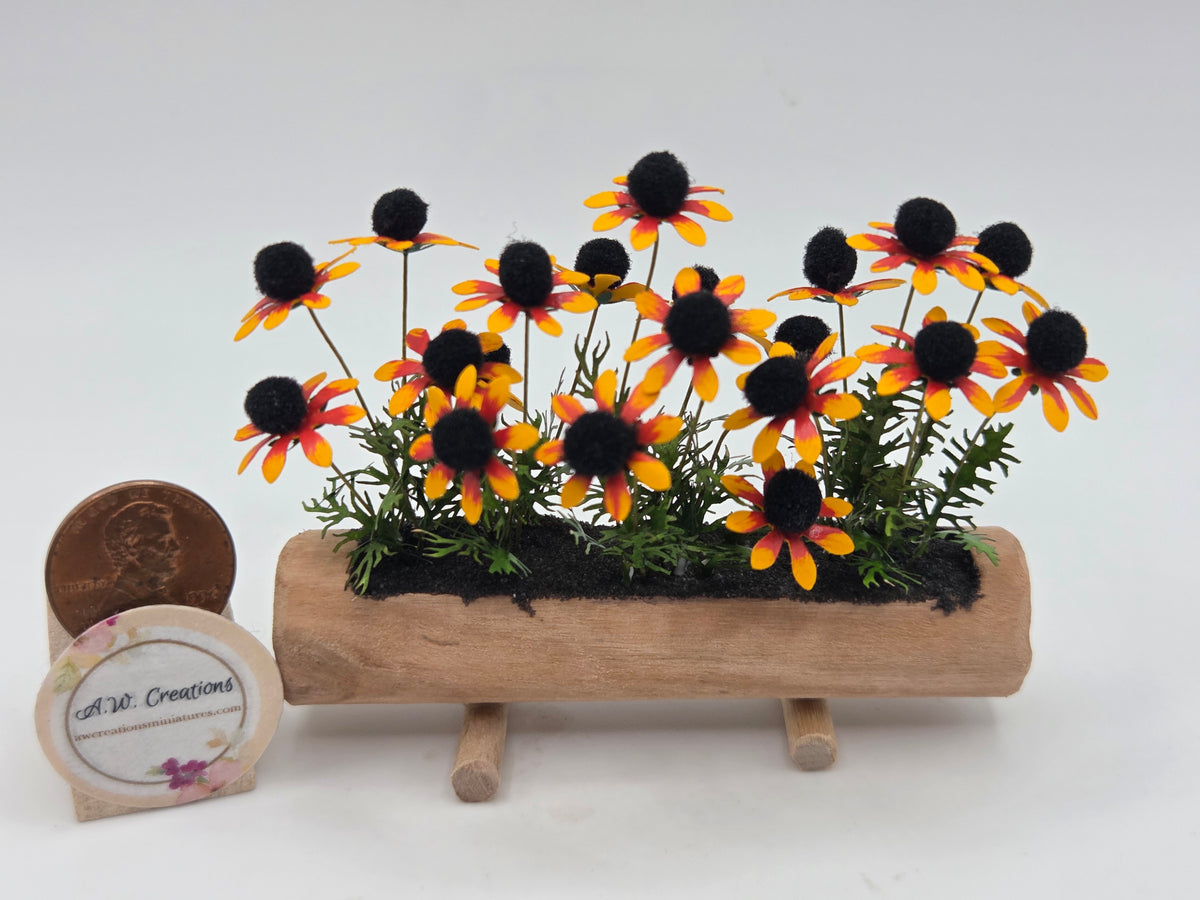Log Planter - Marmalade Black Eyed Susans