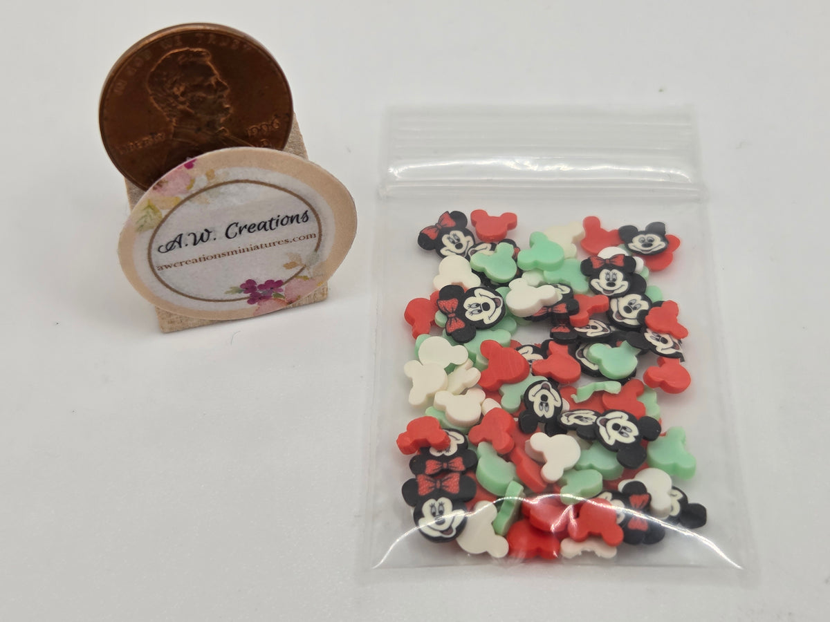 Polymer Clay - Red, White & Light Green Mouse