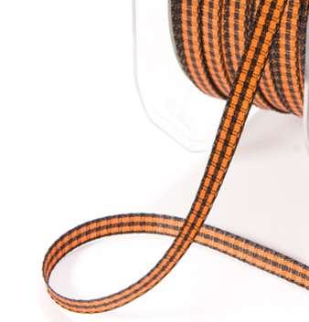 Gingham Ribbon - 3/16" Orange & Black