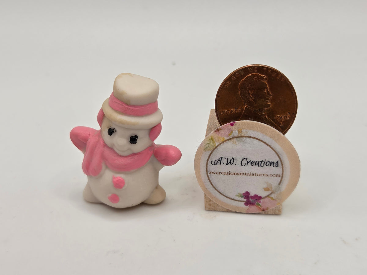 Porcelain Snowman Figure - Pink