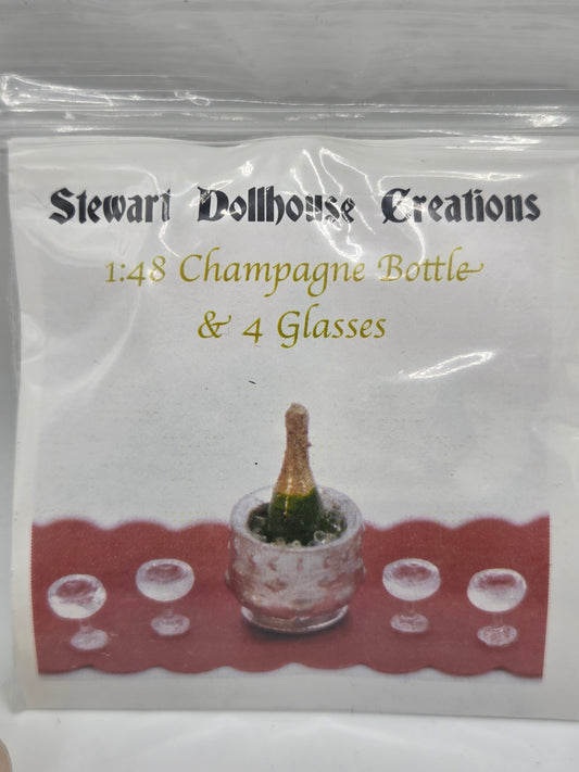 Kit - Champagne Bottle & 4 Glasses 1:48