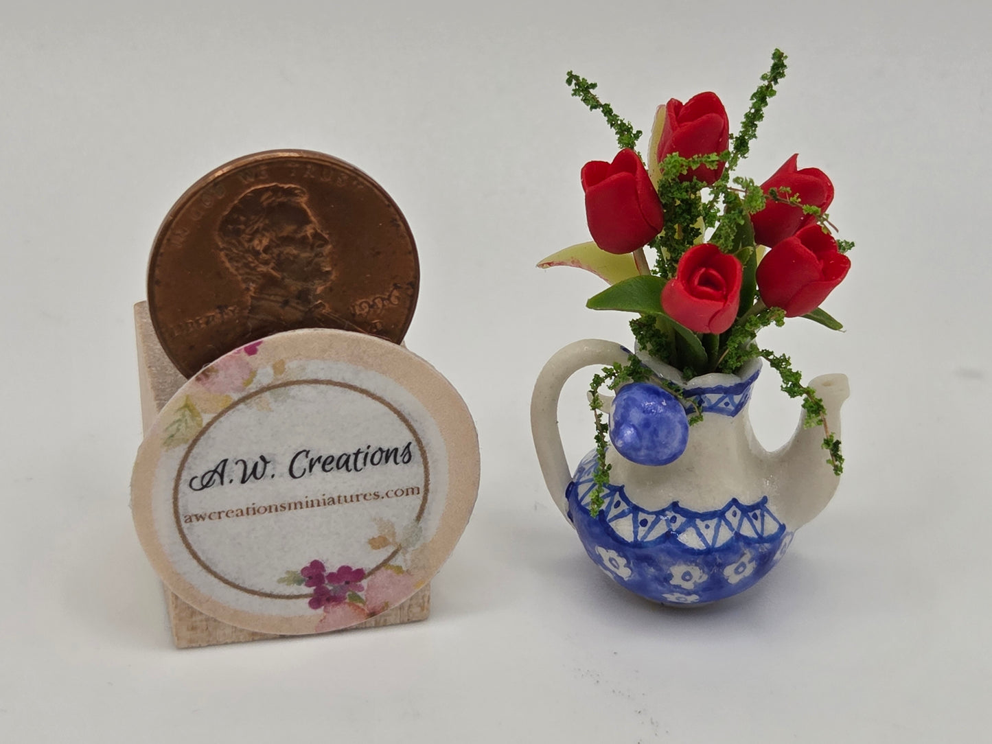 Teapot Arrangement - Red Tulips