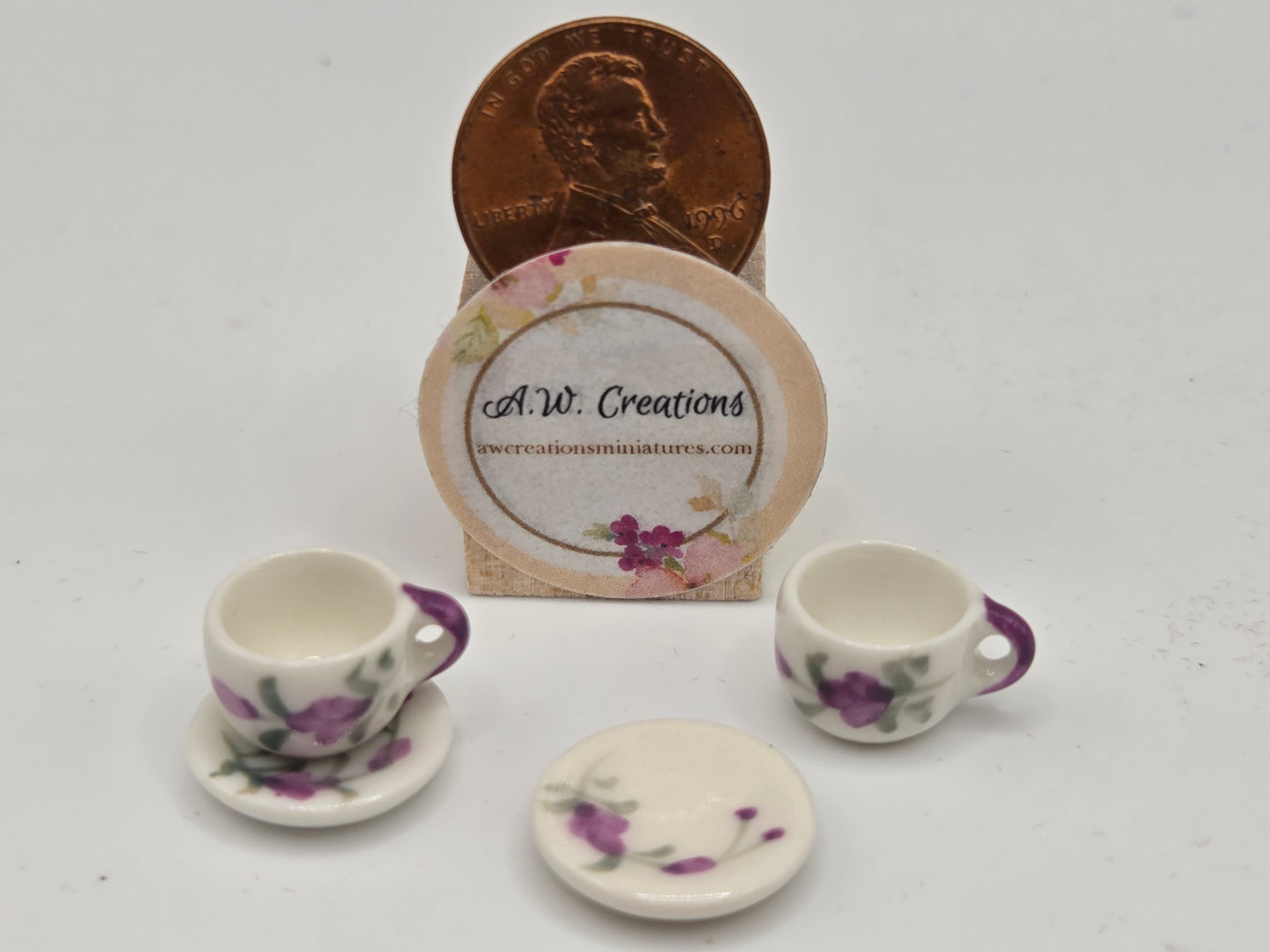 Cup & Saucer - Purple Flowers