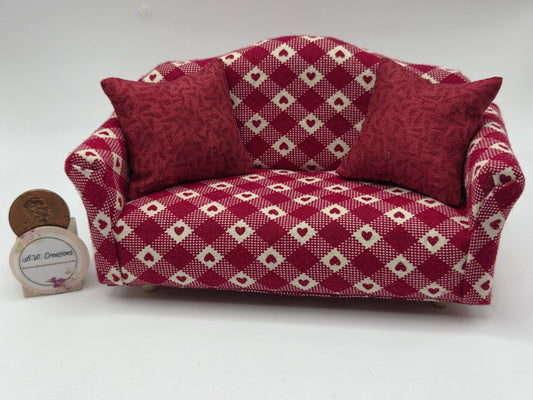 Sofa - Hearts Red & Cream