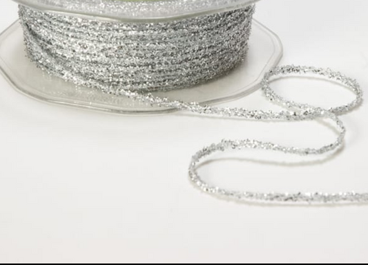 Metallic Sparkle Ribbon - 1/8" Silver