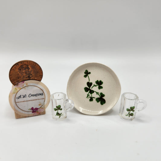 Shamrock Platter with 2 Beer Steins