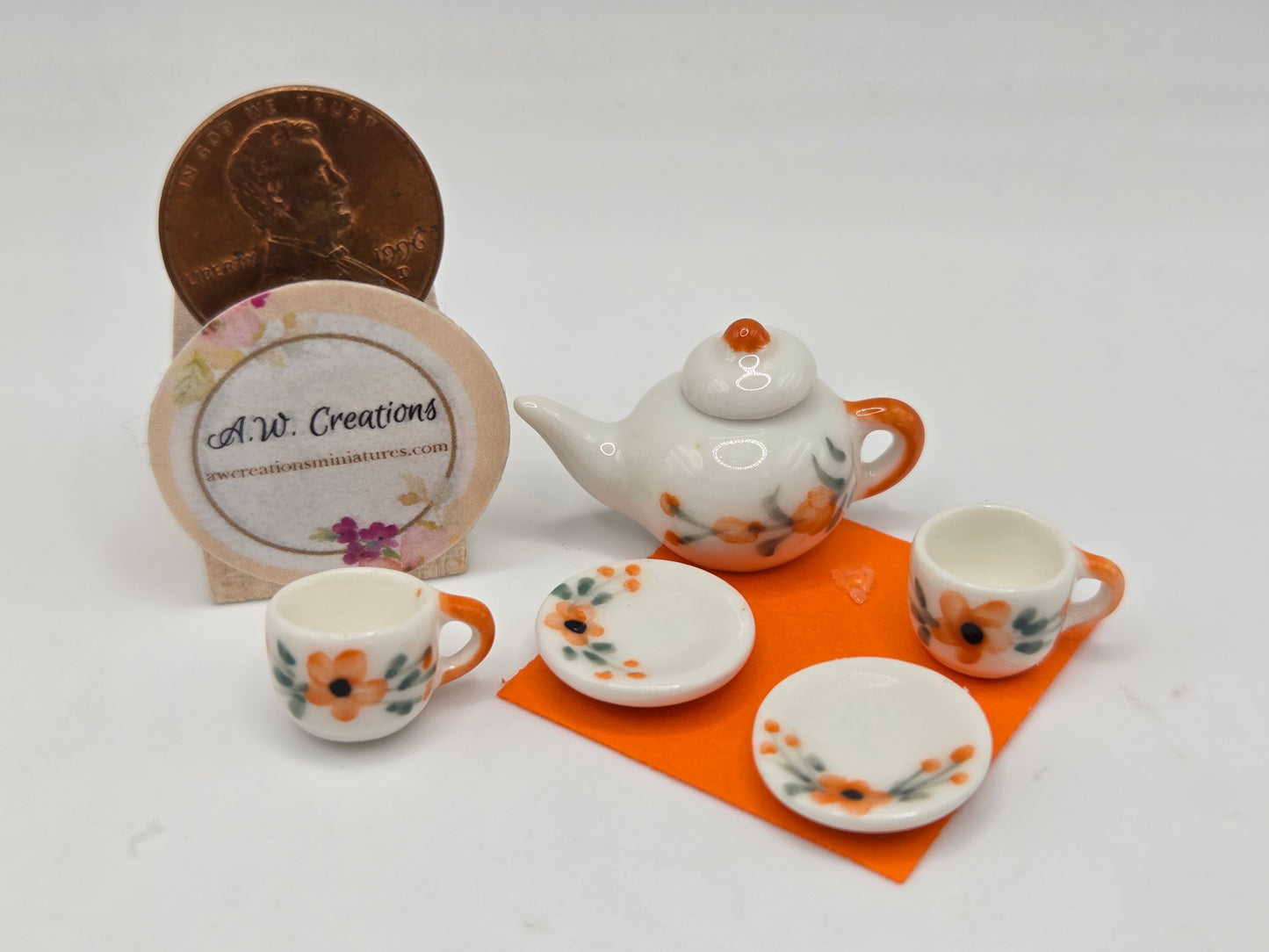 Tea Set - Orange Flower
