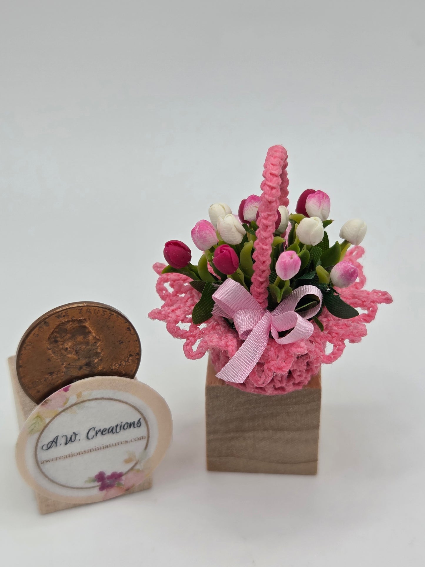 Basket of Tulips - Pink