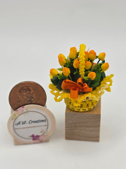 Basket of Tulips - Yellow
