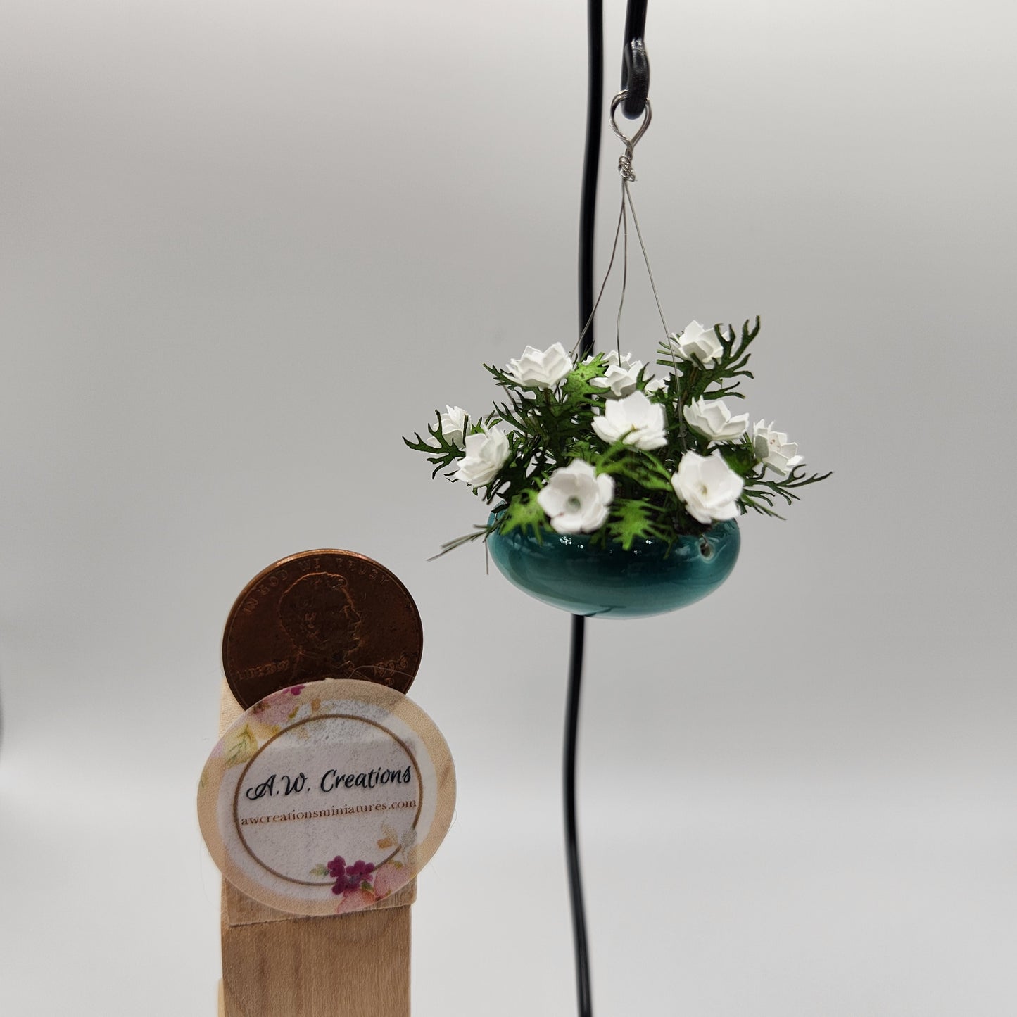 White Flowering Plant Hanging Pot