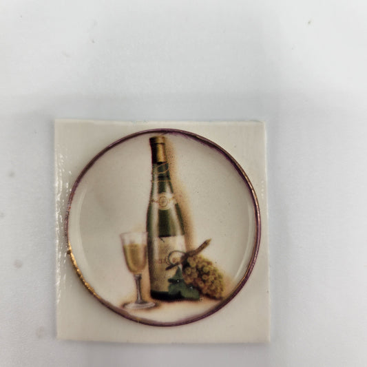 Ceramic Plate - White Wine Bottle