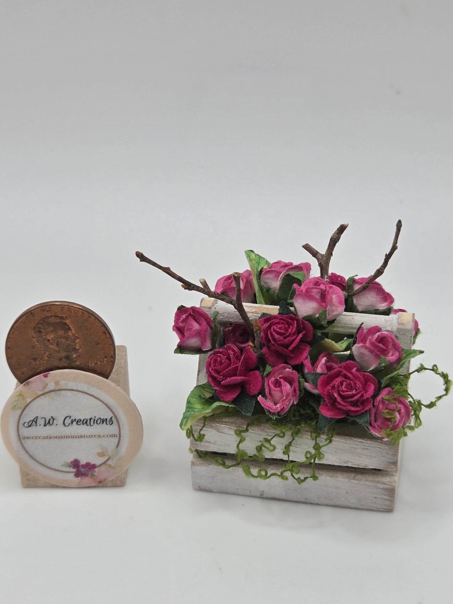 White Wooden Trug - Pinks