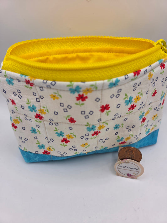 Logo Zipper Bag - Yellow & Teal Floral