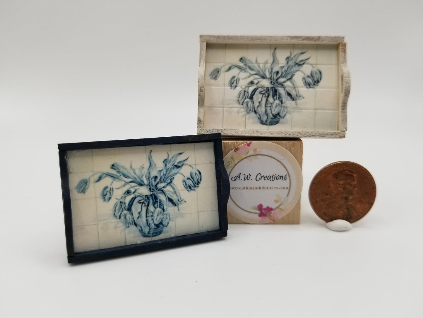 Tile Tray - blue vase
