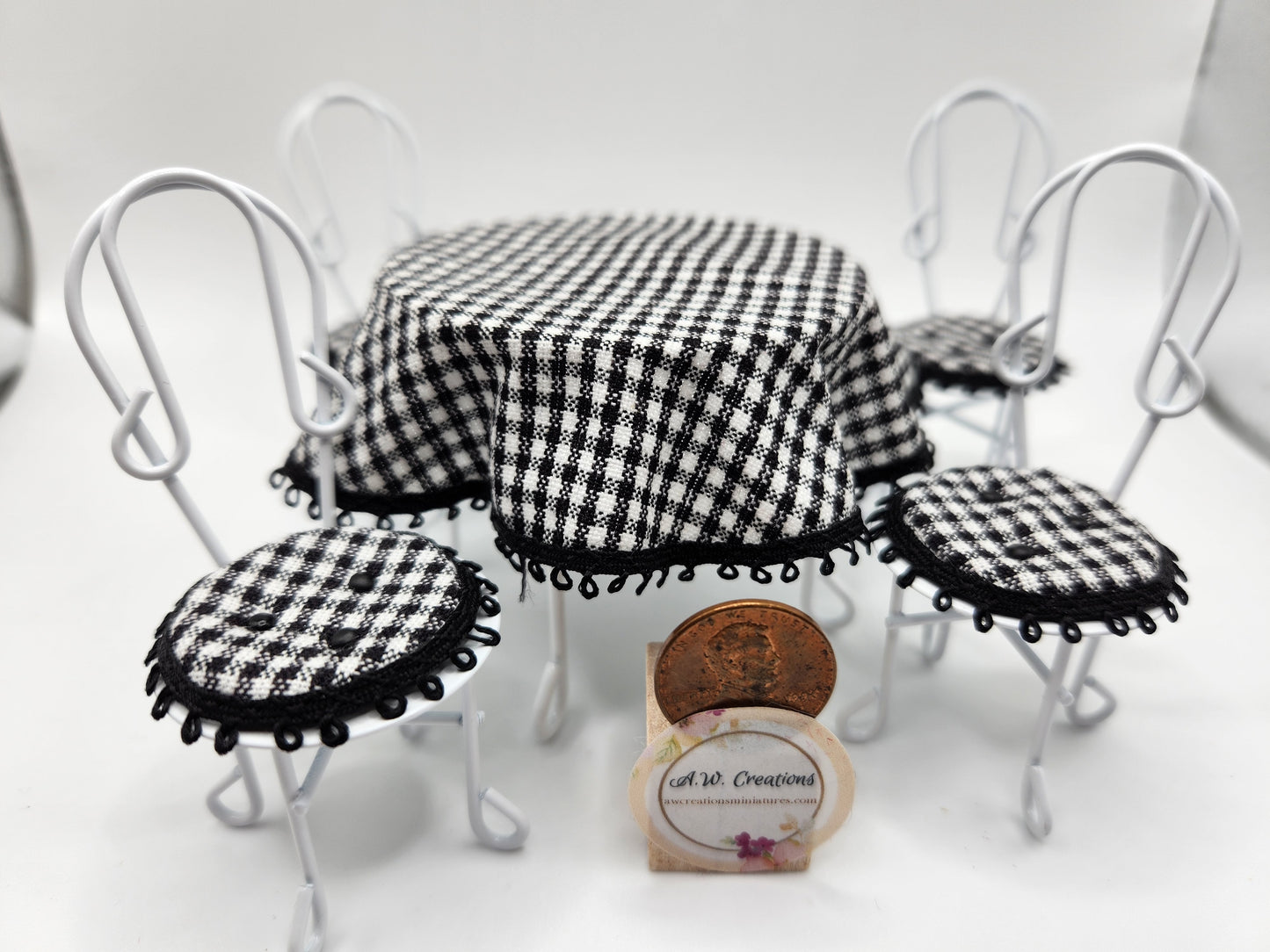 Black White Checkered Patio Set