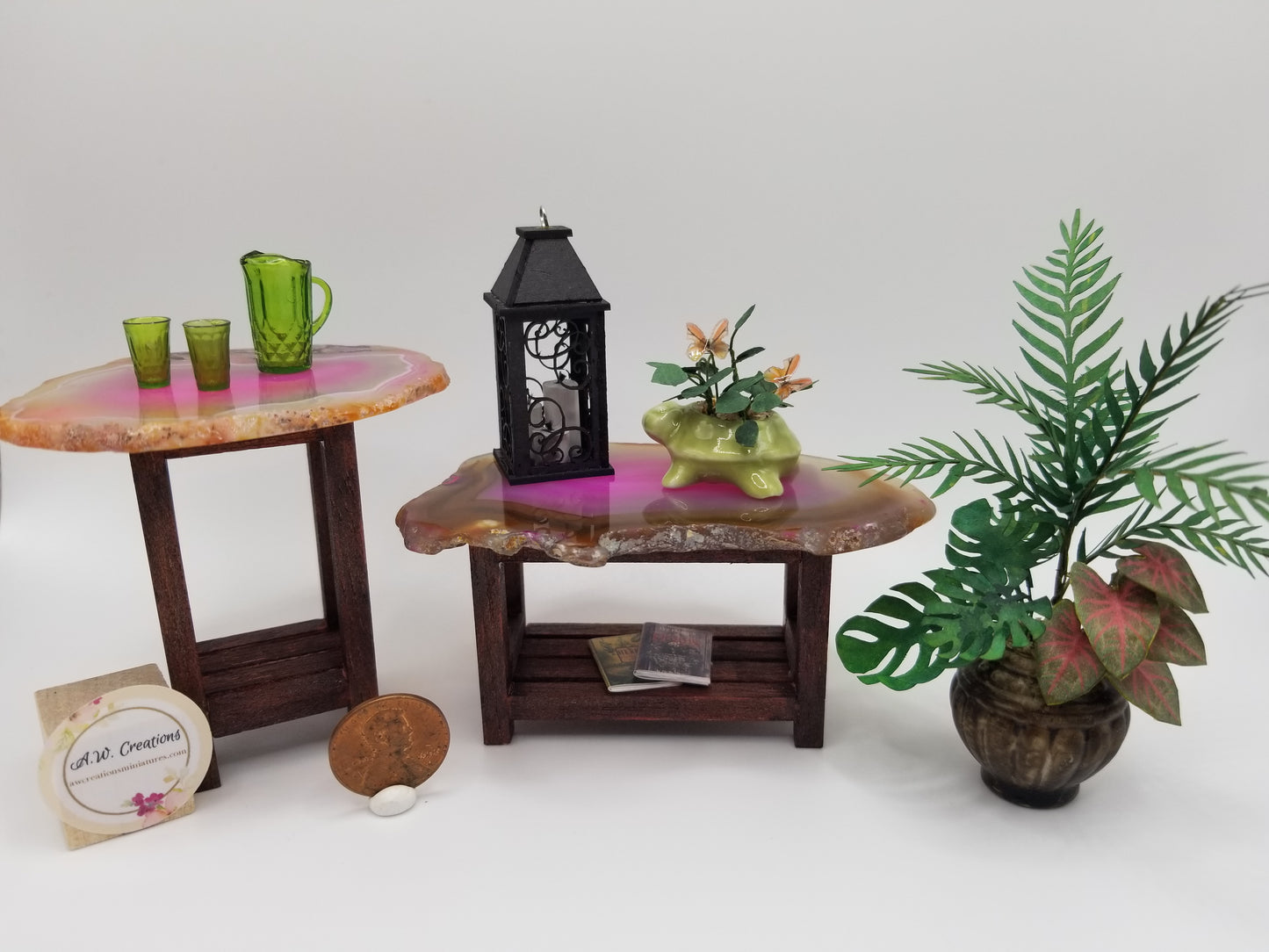 Agate Table - pinks