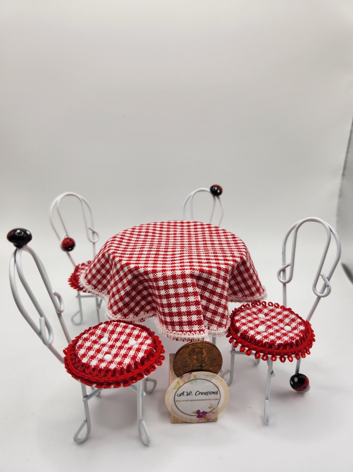 Red White Checkered Patio Set