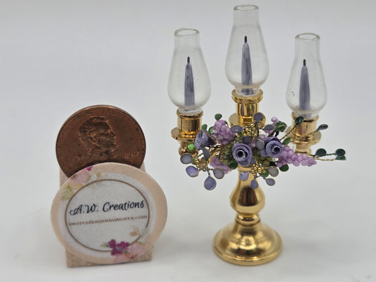 Candelabra - 3 Glass Globe Perwinkle