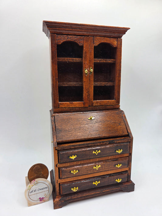 The House of Miniatures Chippendale Desk with Closed Cabinet Top - #40001 & #40017 Assembled
