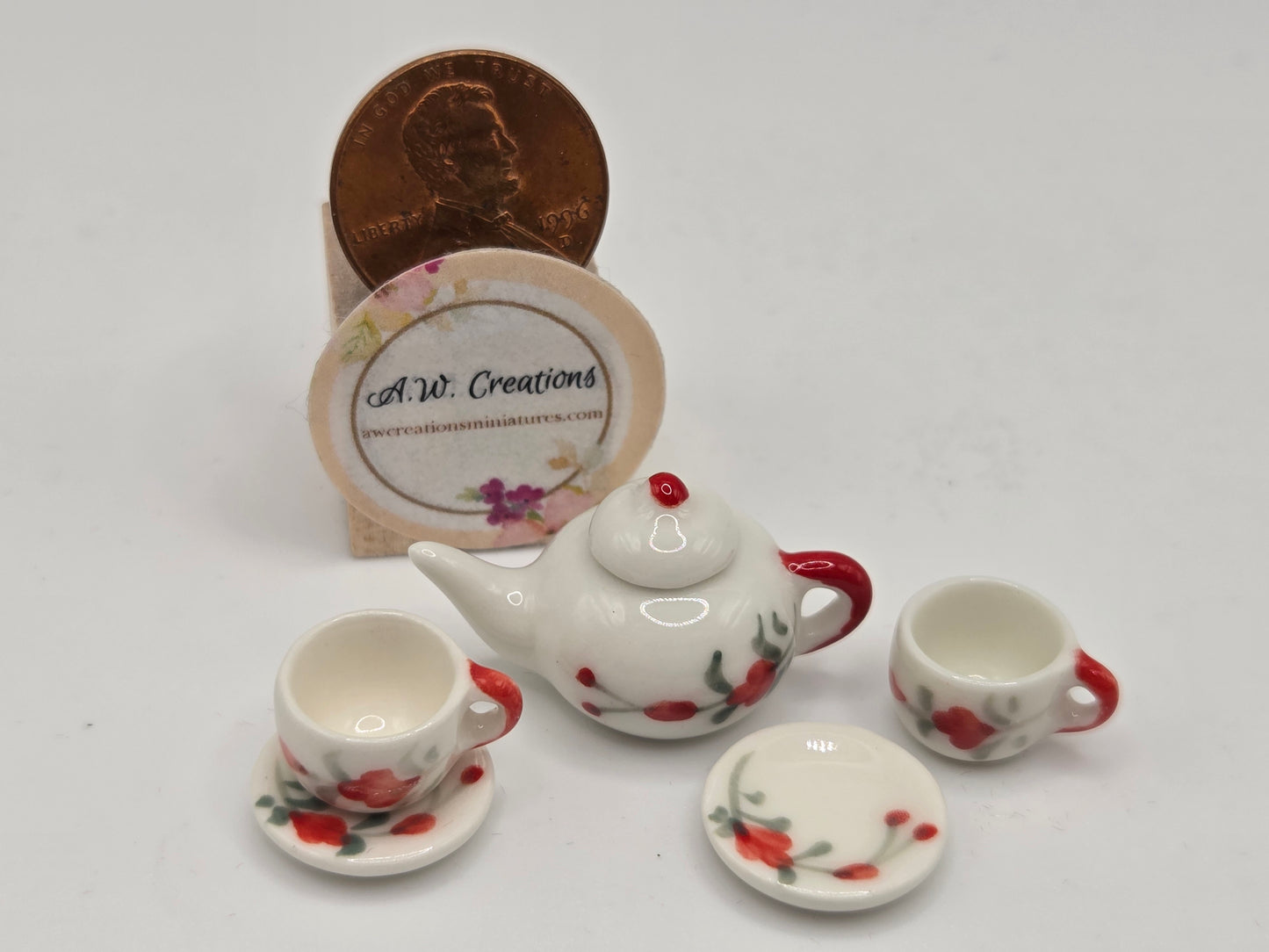 Tea Set - Red Flowers