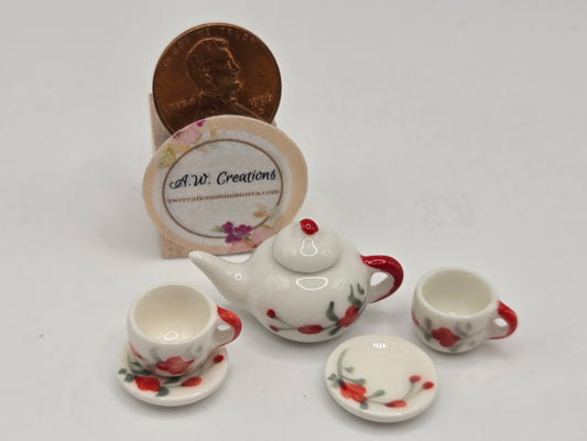 Tea Set - Red Flowers