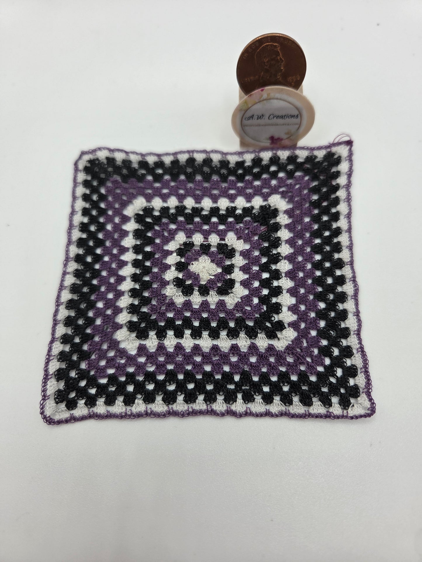 Crochet Afghan - Black, White & Purple