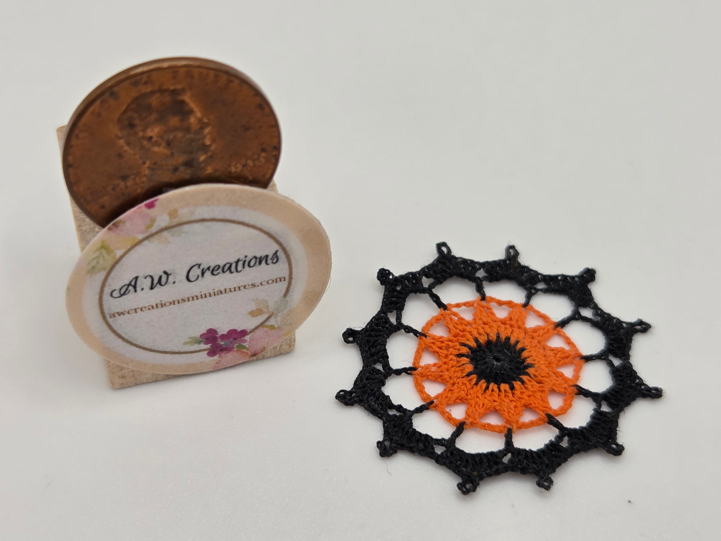 Crochet Doily - Black & Orange