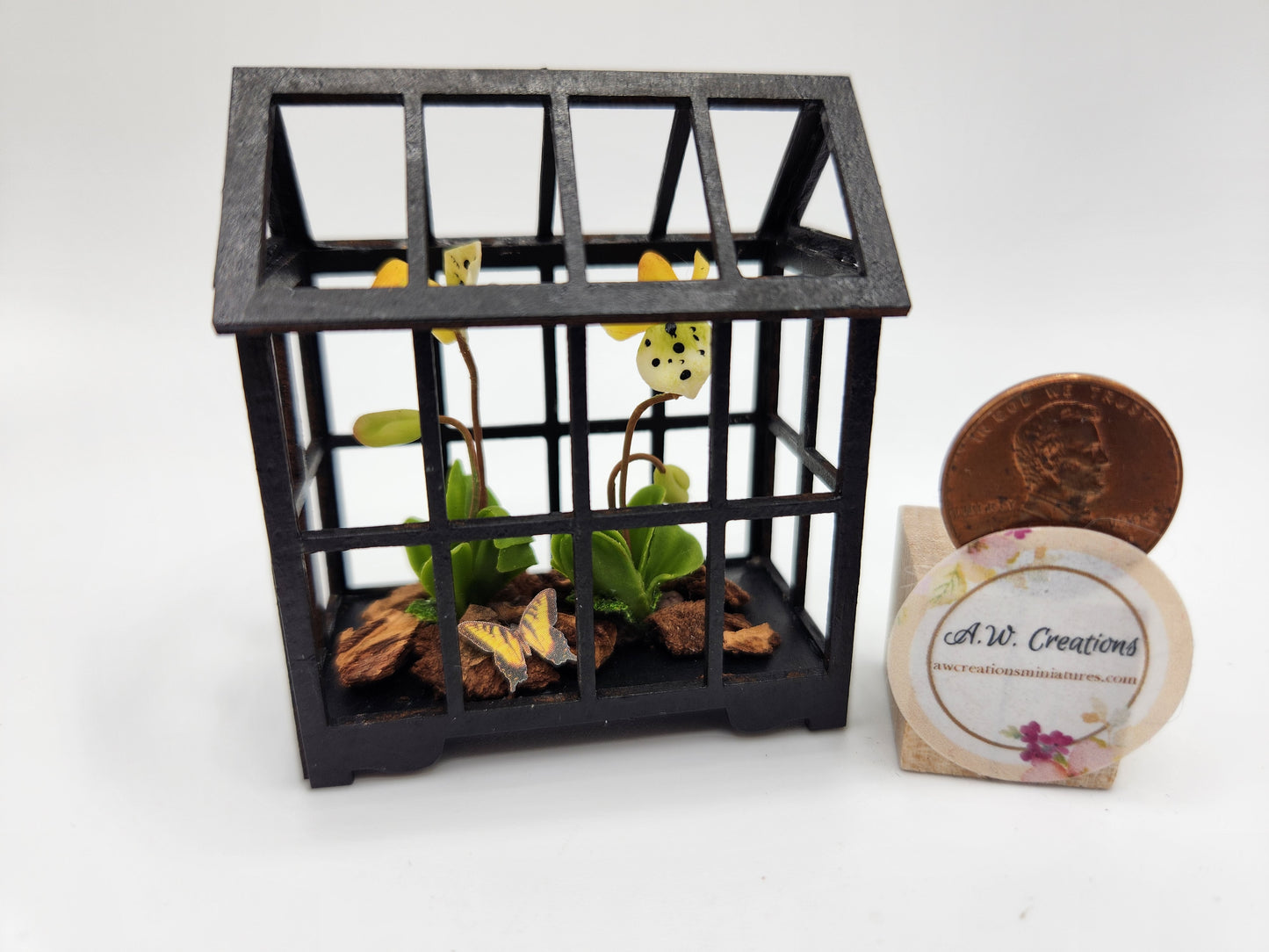 Black Terrarium with Yellow Orchids - Large