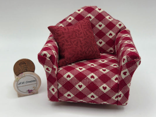 Club Chair - Hearts Red & Cream