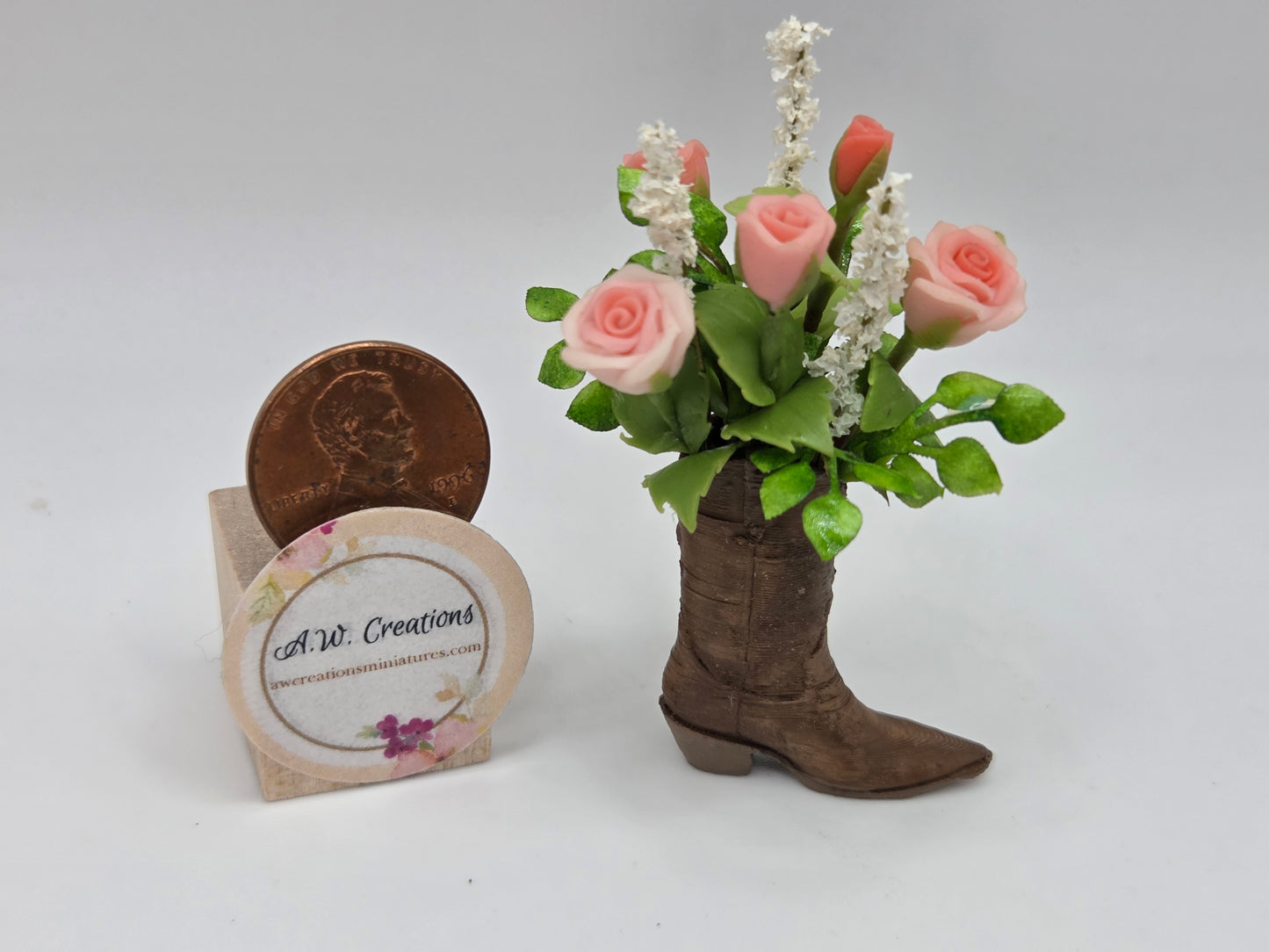 Cowboy Boot- Peach Roses